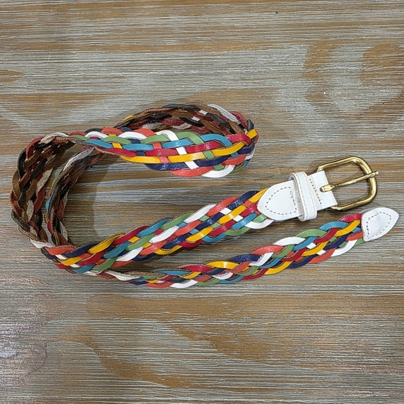 VINTAGE leather rainbow braided belt, Size M/L - Picture 6 of 8
